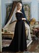 Robe De Soirée Simple Noire Longue Grande Taille Manche Tombante Avec Traine