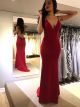 Robe De Soirée Sirène Dos Nu Sexy Décolleté Longue Rouge Jersey