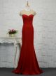 Robe De Soirée Sirène Longue Rouge Satin Strass Perle Col Montant