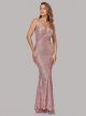 Robe De Soirée Sirène Paillette Vieux Rose Taille Empire Fine Bretelle