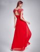 Robes d’Invitée de Mariage Dos Ouvert Longue Mousseline Dentelle Rouge