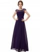 Robe Demoiselle D'honneur Dos Ouvert Longue Mousseline Dentelle Violette