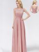 Robe Demoiselle D Honneur Soirée Chic Longue Vieux Rose Mousseline Dentelle 