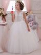 Robe Fille Mariage Blanche Tulle Dentelle Dos Ouvert Robe De Communion