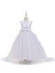 Robe Fille Mariage Tulle Dentelle Blanche Avec Traine Nœud