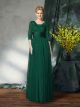 Robe Mere Mariee Soirée Classique Longue Vert Sapin Dentelle Manche 3 4