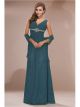 Robe Mere Mariee Soirée Longue Vert Sapin Mousseline Col V Avec Châle