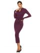 Robe Pull Bordeaux Printemps Elegante Fourreau Manche Longue