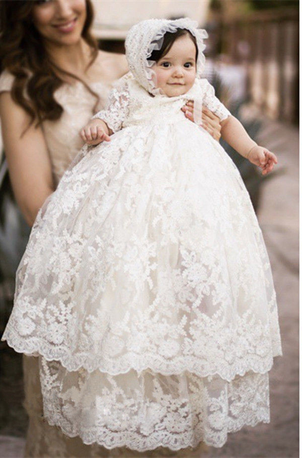Robe baptême 2025 dentelle bébé fille