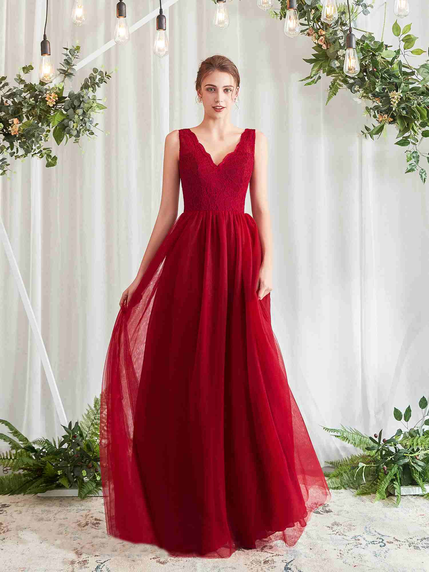 Robe longue fluide rouge cheap