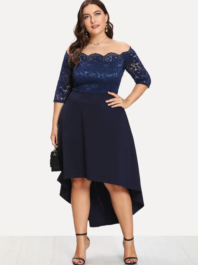 Robe cocktail bleu marine grande taille 2025