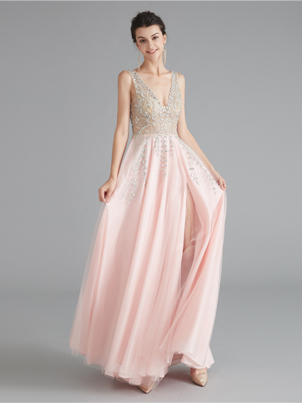 Robe fluide store rose pale