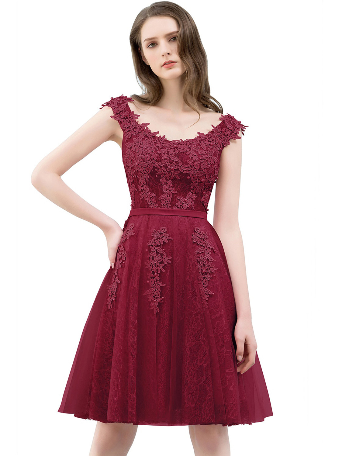 Courte Robe De Ceremonie Robe Cocktail Paillette Bordeaux Brillante Robe  Pour Noel Appliques Dentelle Pas Chère 76120190513 