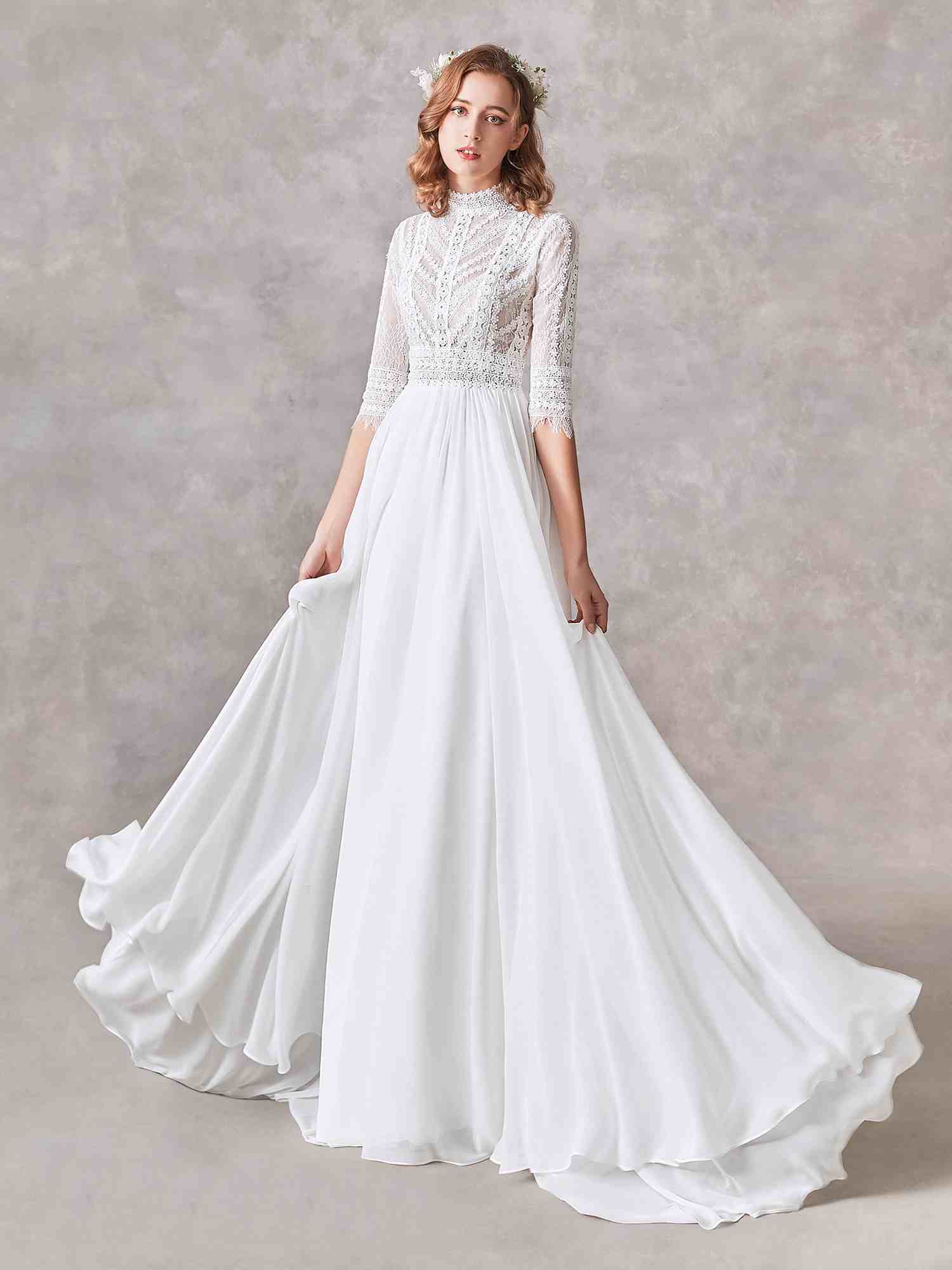 Robe mariée col haut sales