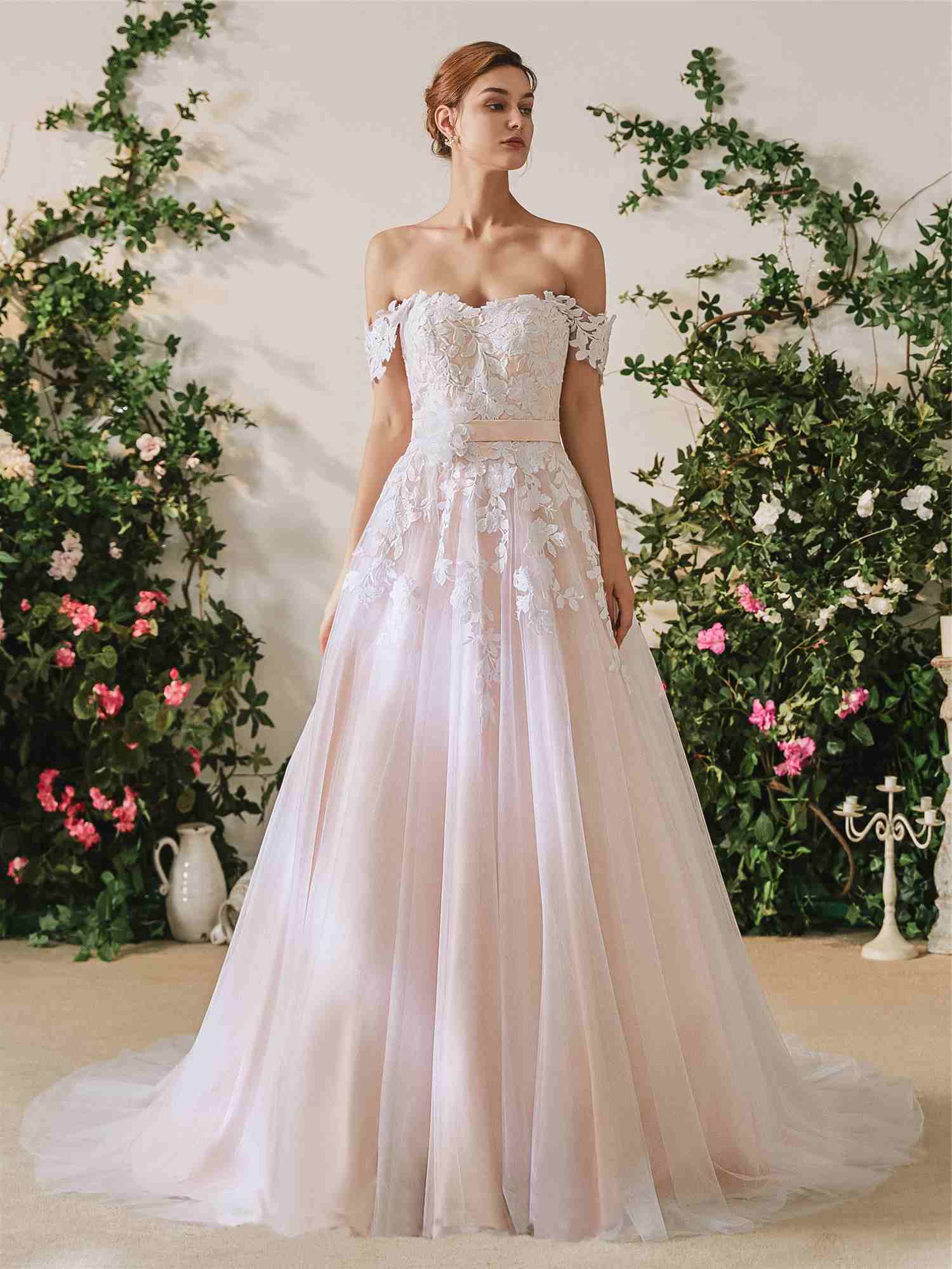 Robe rose poudree mariage deals