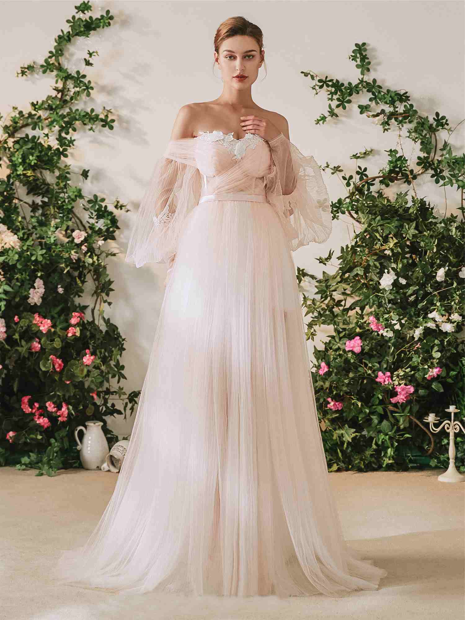 Robe mariée longue manche discount