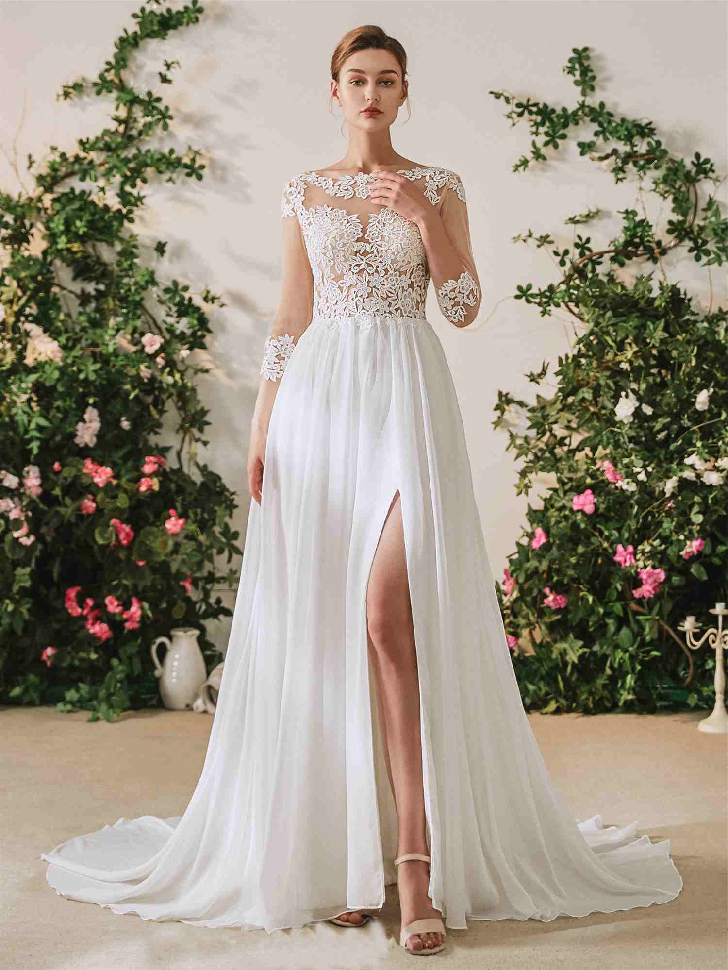 Robe avec shop manche transparente