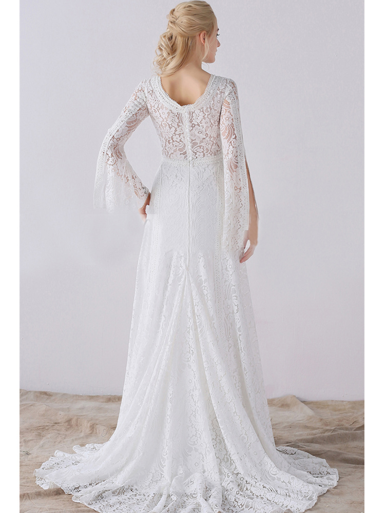 Robe dentelle longue blanche sales