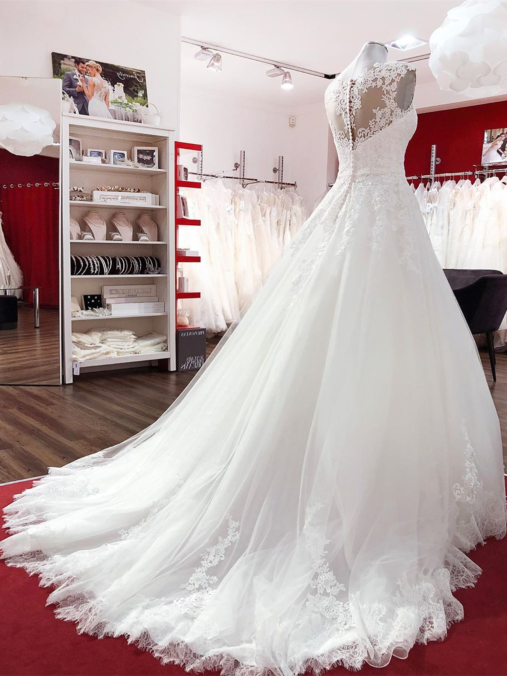 Robe De Mari e Princesse Tulle Dentelle Dos Transparent Avec