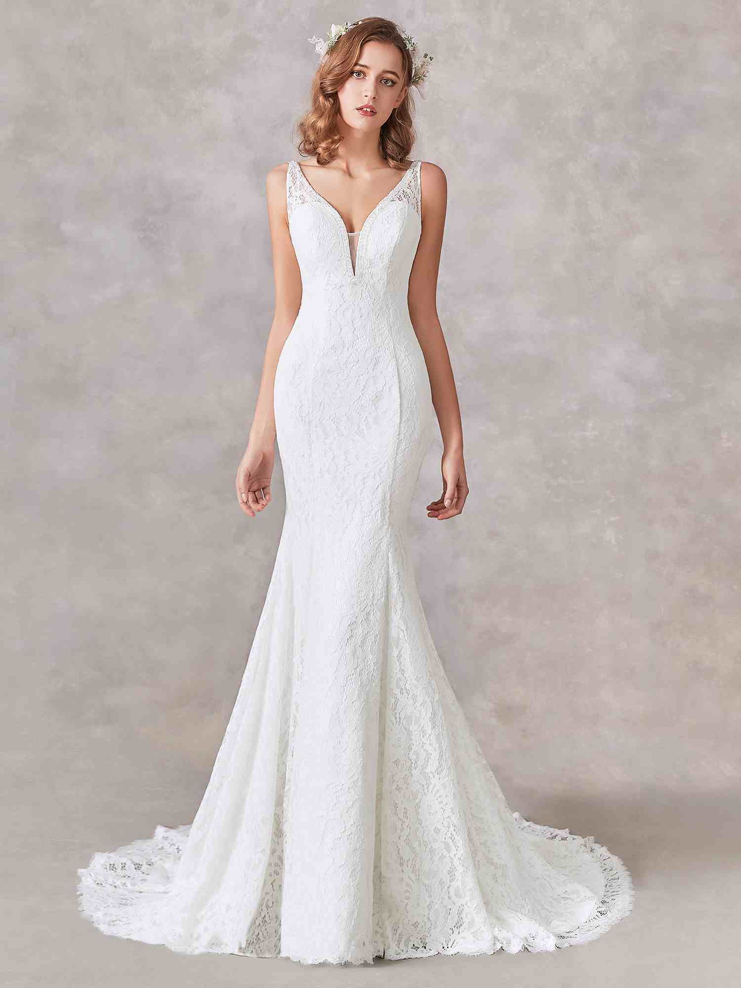 Robe de mariée sans dentelle sales