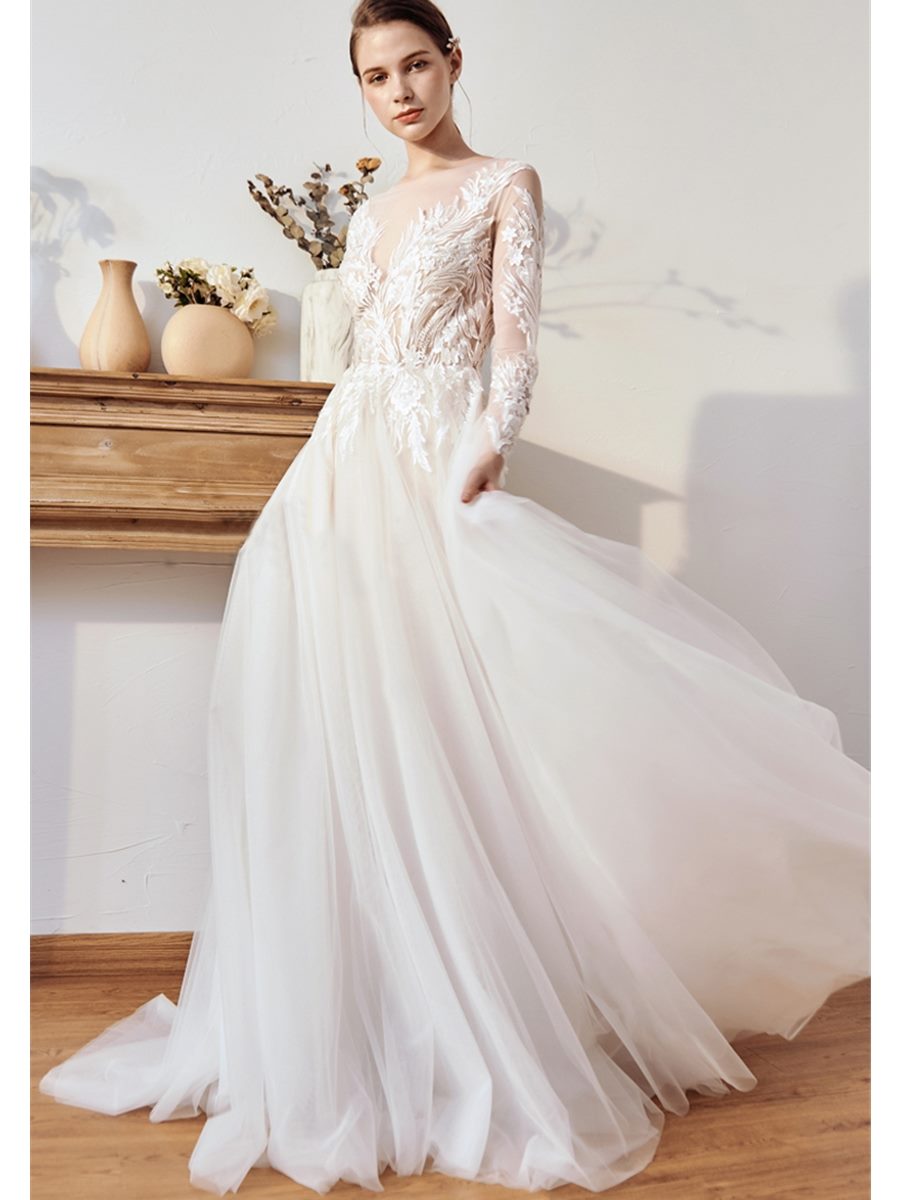 Robe longue manche longue dentelle hotsell