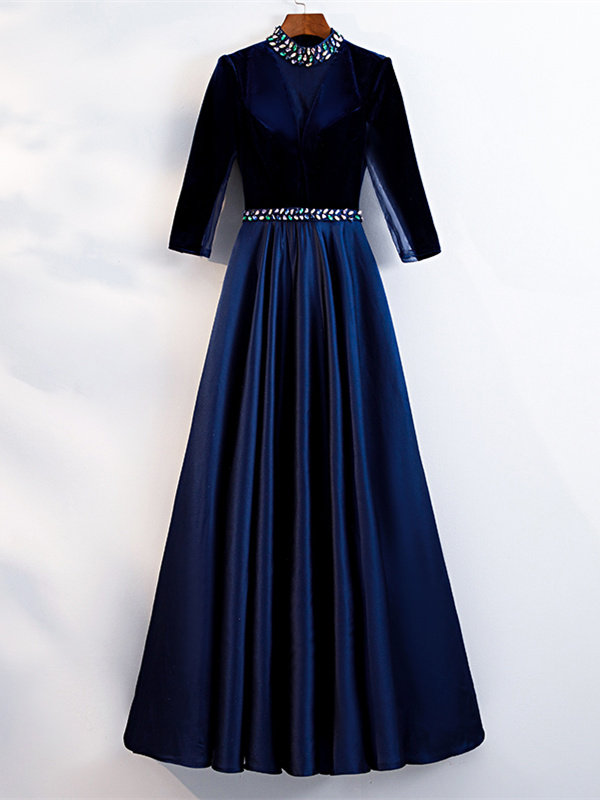 Robe manche longue bleu marine deals