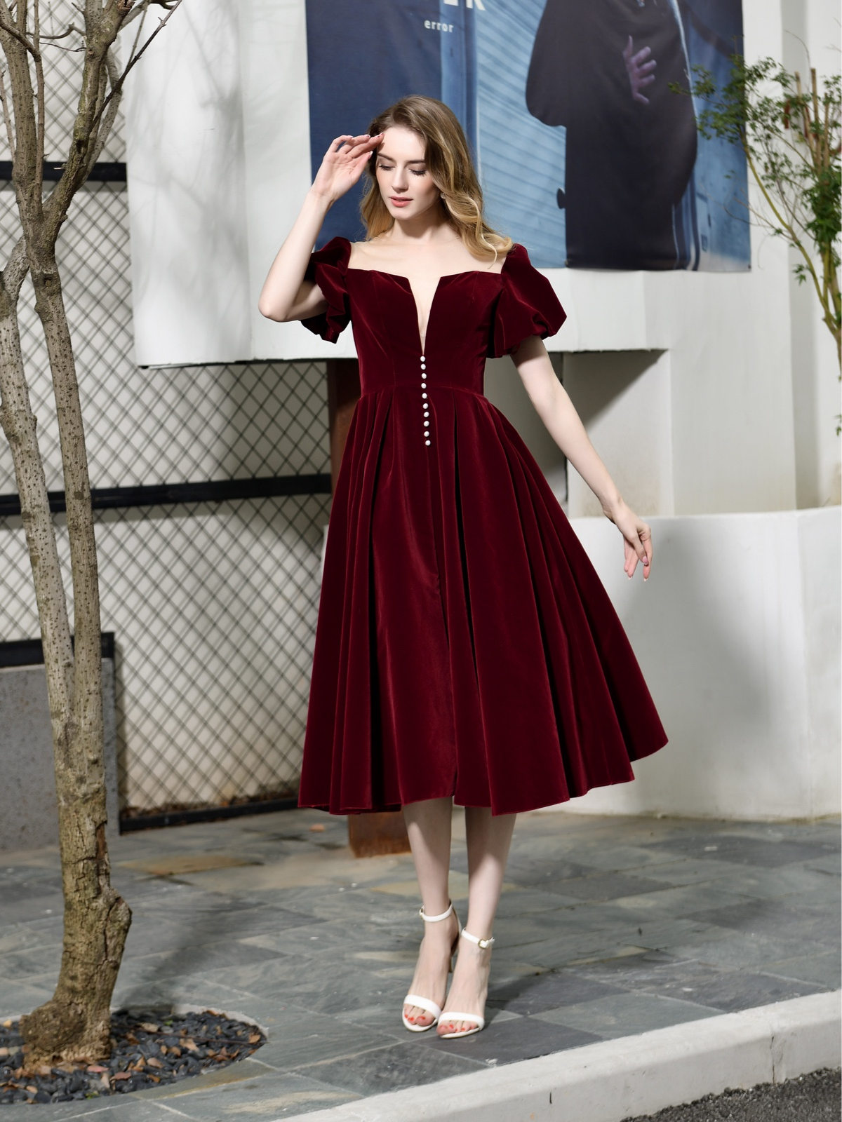 Robe rouge manche bouffante best sale