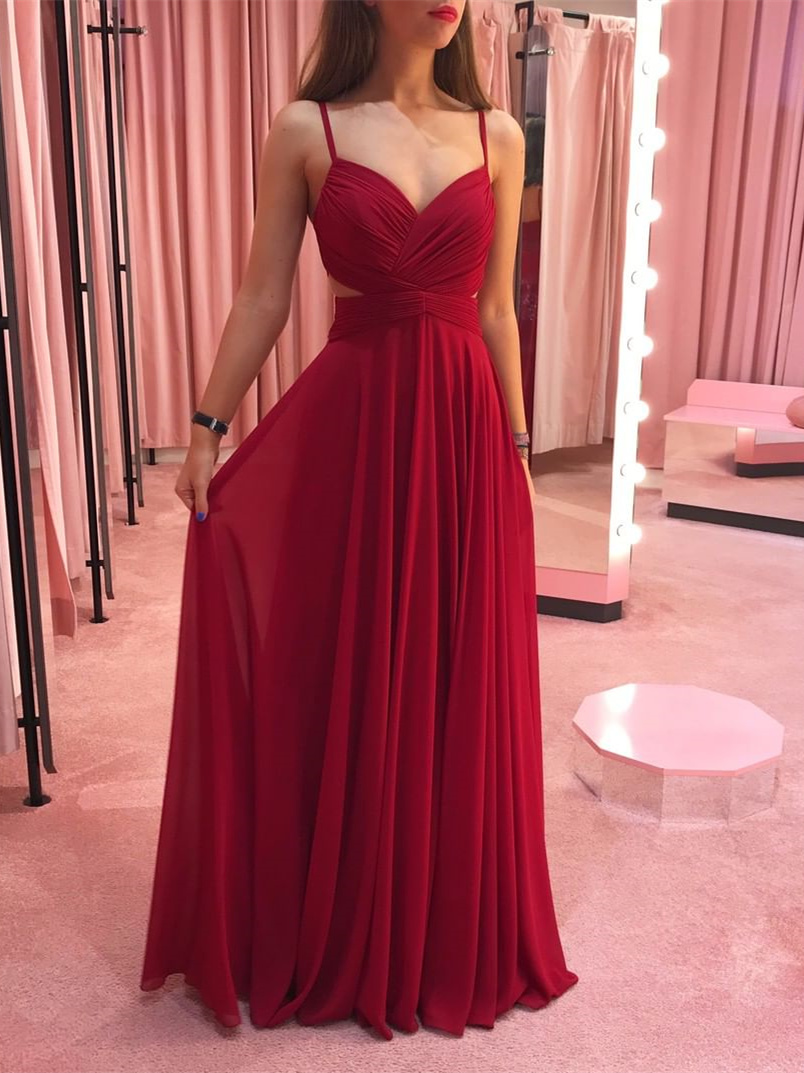 Robe De Soir e Ouverte Sur Le Cot Longue Bleu Marine Mousseline Avec Bretelle