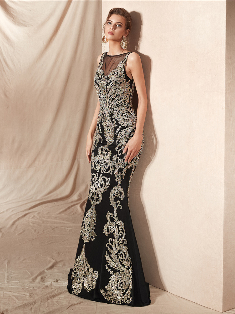 Robe soiree noir et hot sale doré
