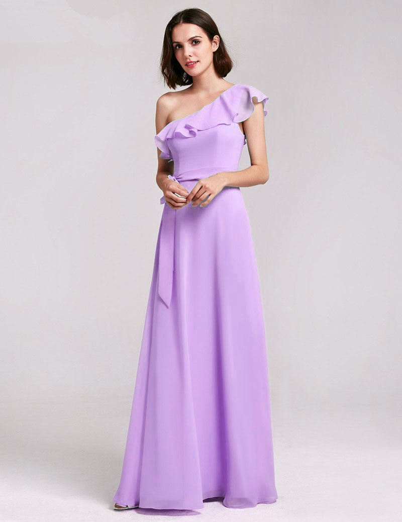 Robe Lavande Demoiselle D Honneur Robe Demoiselle d'honneur Asymétrique Longue Mousseline Blue Ciel