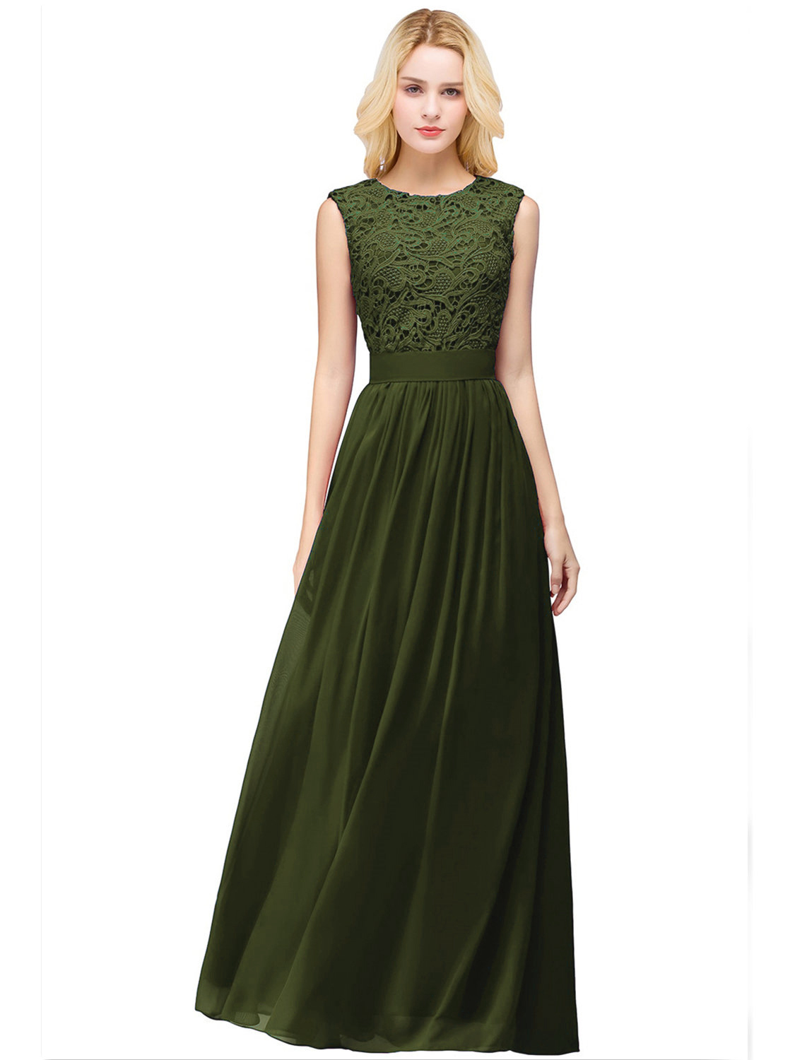 Robe Demoiselle D Honneur Soiree Longue Vert D Eau Dentelle Mousseline Fluide