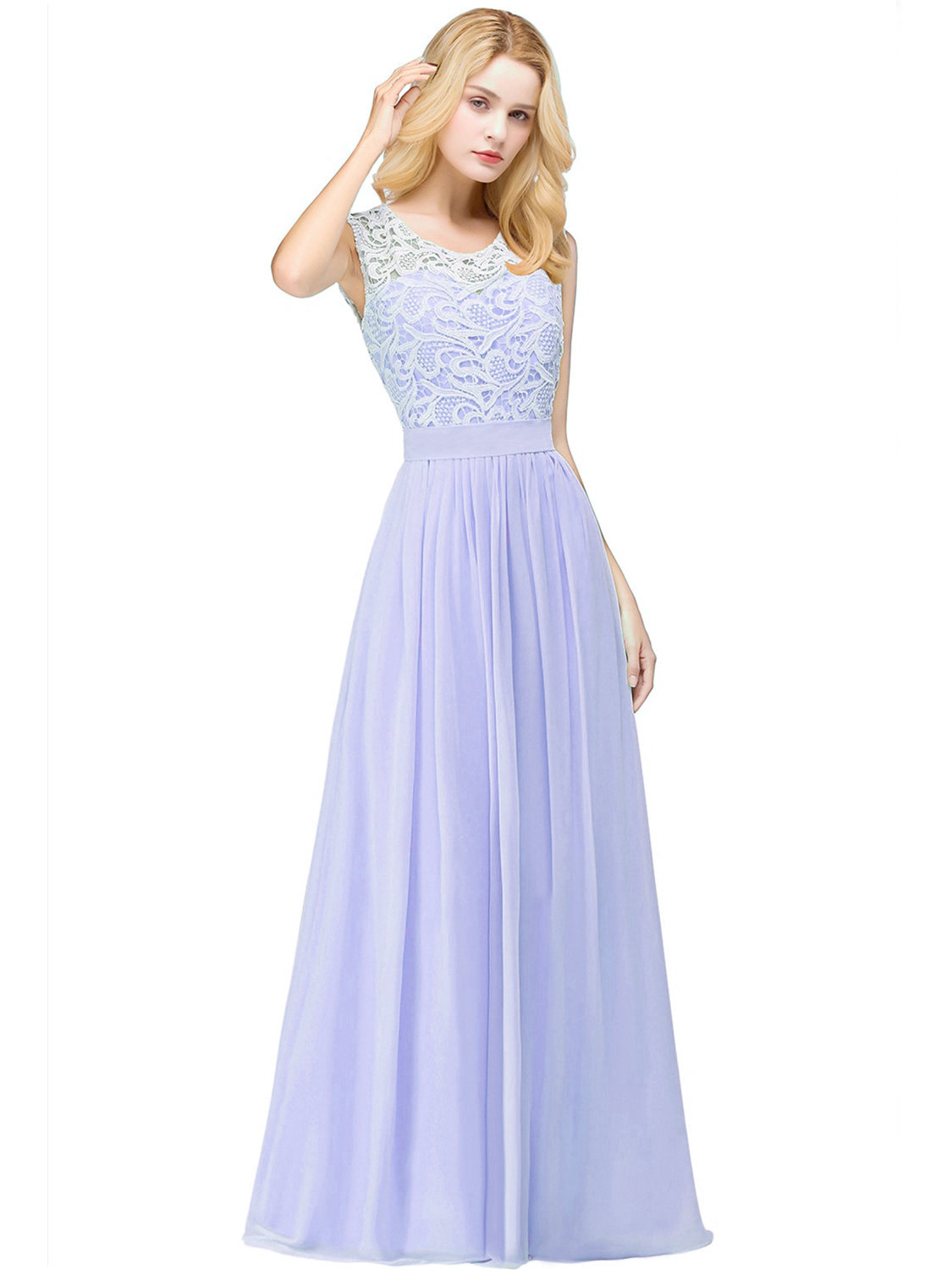 Robe Lavande Demoiselle D Honneur Robe Demoiselle D Honneur Soirée Longue Vert D Eau Dentelle Mousseline  Fluide